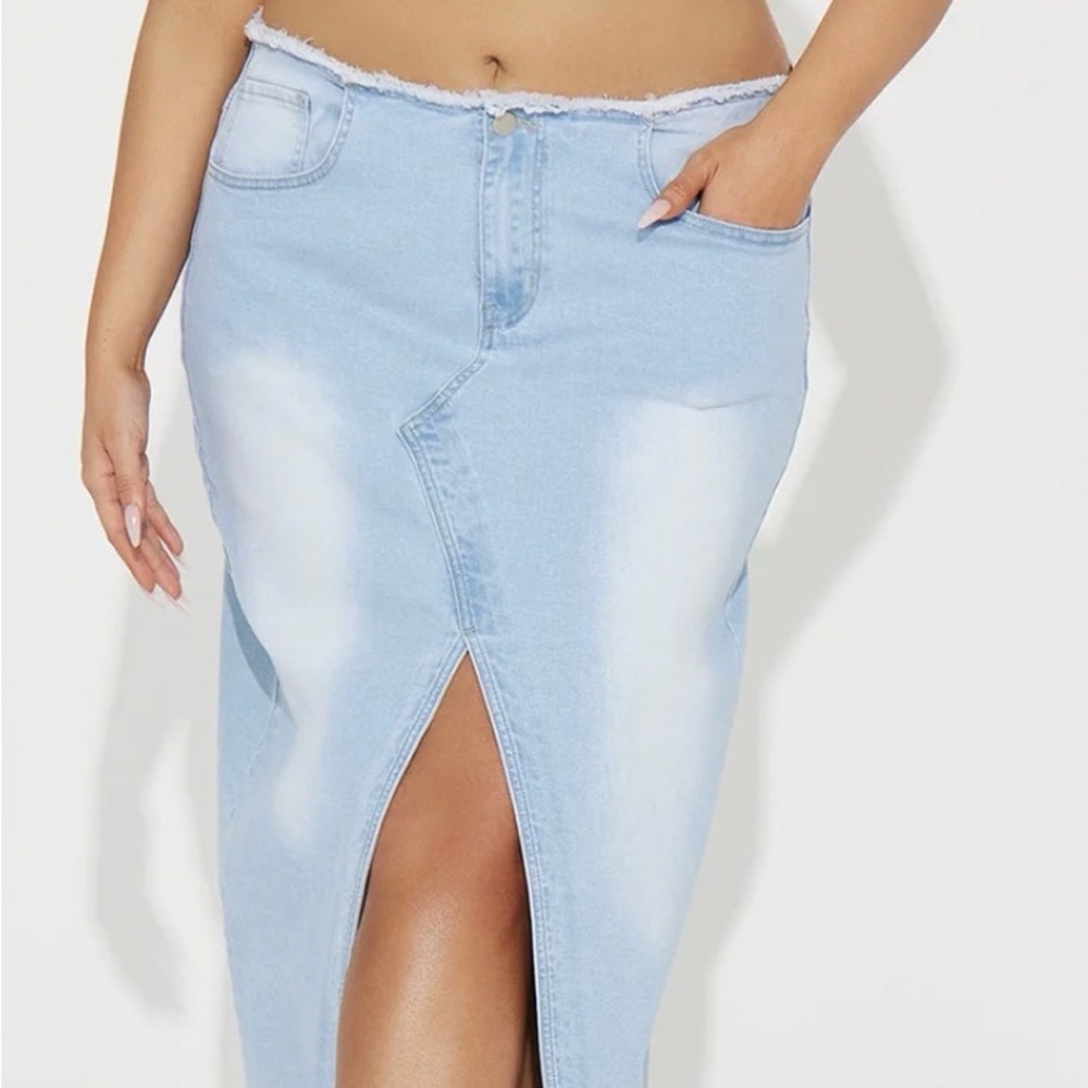 Fashion Nova Light Blue Denim Skirt